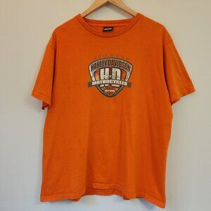 VTG 2004 Harley Davidson Shirt Men XL Orange Spell Out Motorcycle UTAH USA Retro